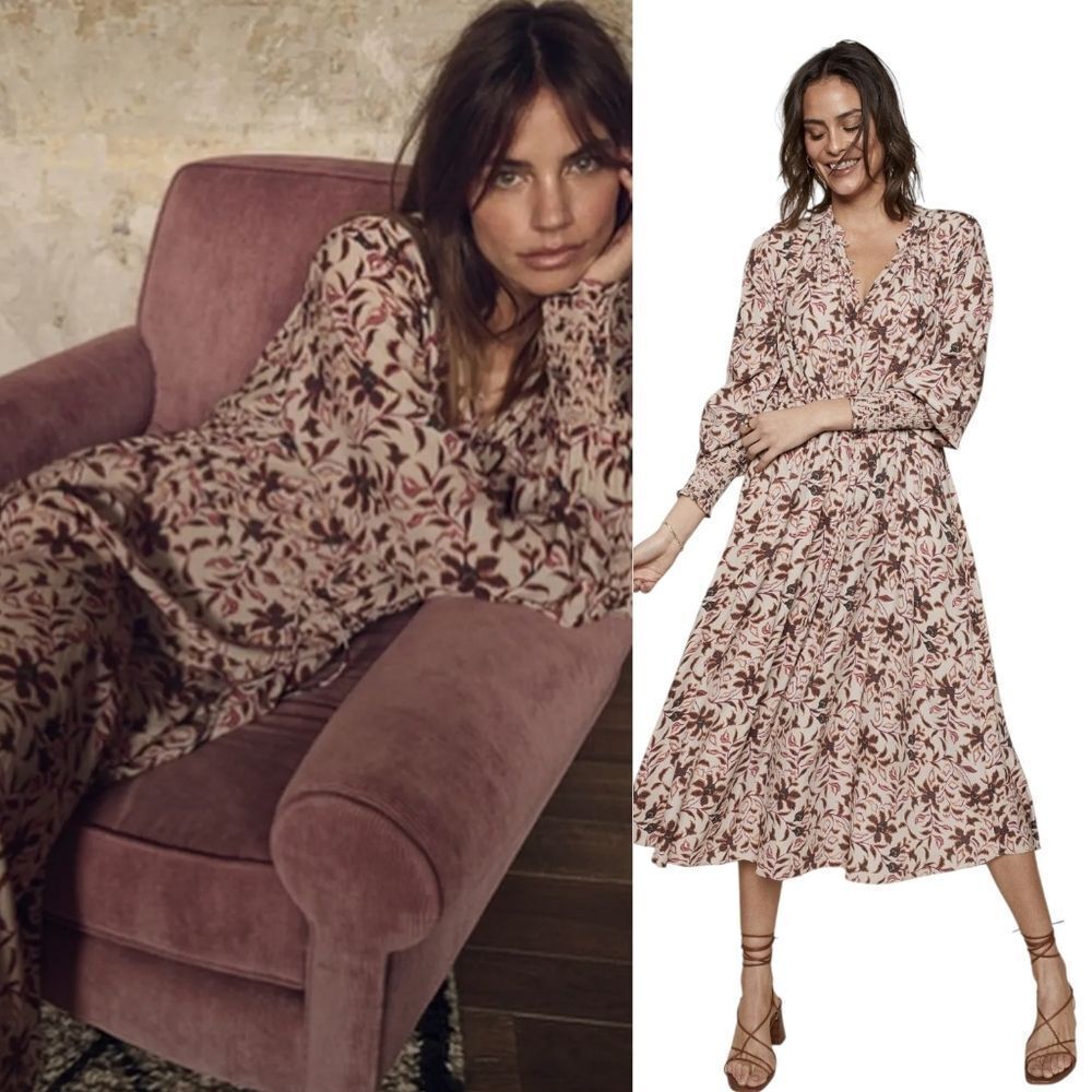Mos Mosh - Macha Paris Long Sleeve Midi Shift  Dress Smal. Viscose
